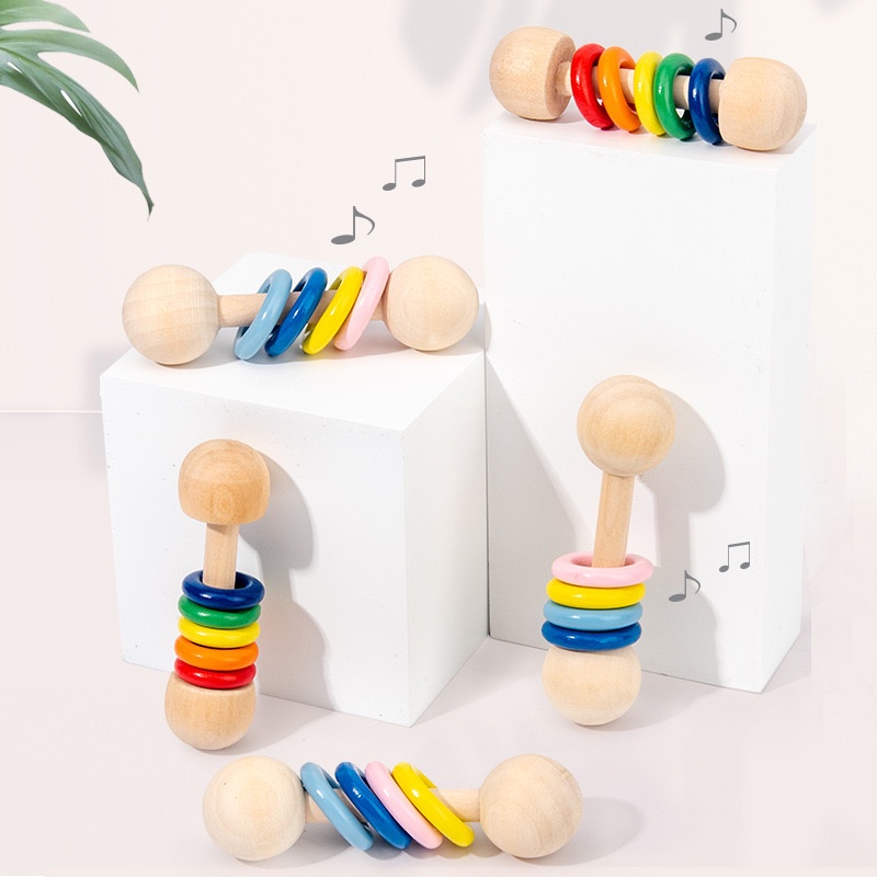 WOODEN RING RATTLE | Mainan rattle kayu stick sensori | mainan montessori edukasi anak