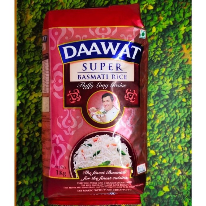 

BERAS SUPER BASMATI RICE DAAWAT 1 KG Beras Mati India FLUFFY LONG GRAINS