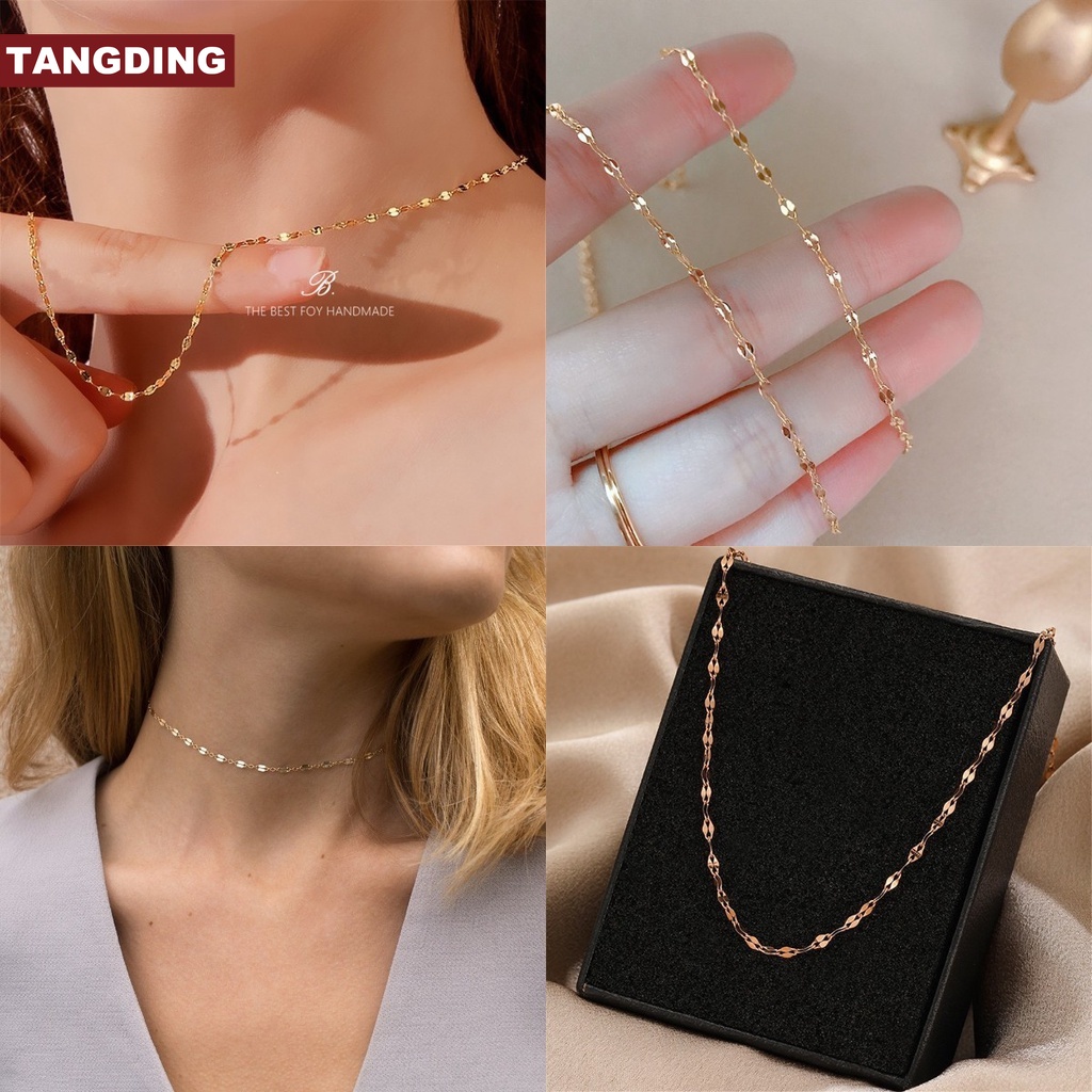 Kalung Rantai Klavikula Warna Rose Gold Untuk Aksesoris Perhiasan Wanita