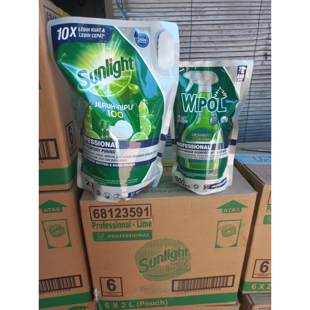 Promo Hemat Kak - sunlight professional 2 liter banded wipol 800 ml