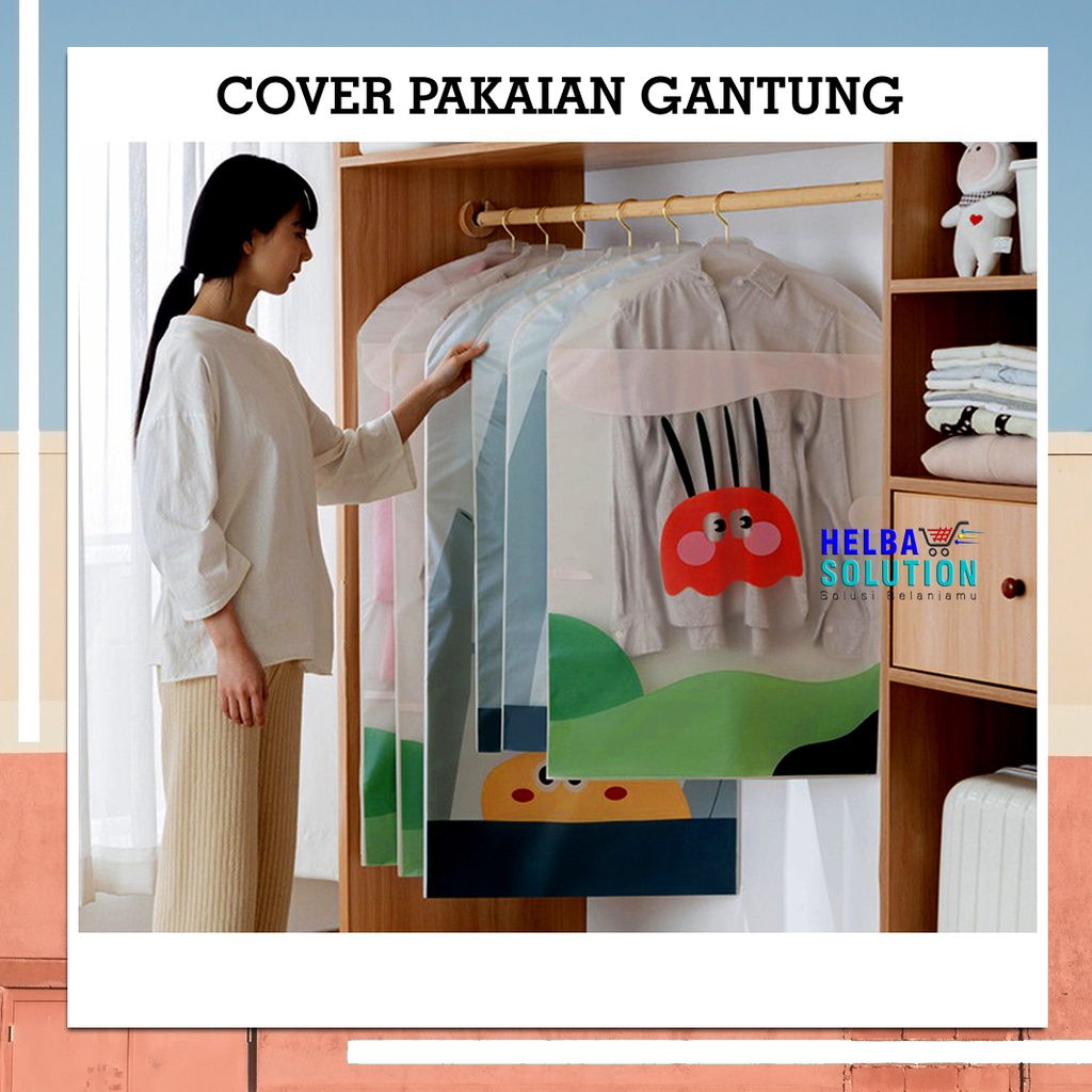 COVER Pelindung Pakaian Baju Dress Gamis Jas Gantung Anti Debu Bahan Plastik Peva Dust Cover