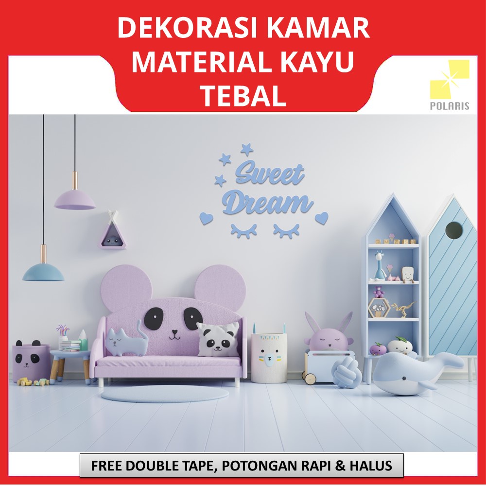 SWEET DREAM HIASAN DINDING RUANG KAMAR - TULISAN KAYU PAJANGAN DEKORASI RUMAH - WALL DECOR TEMPAT TIDUR ANAK