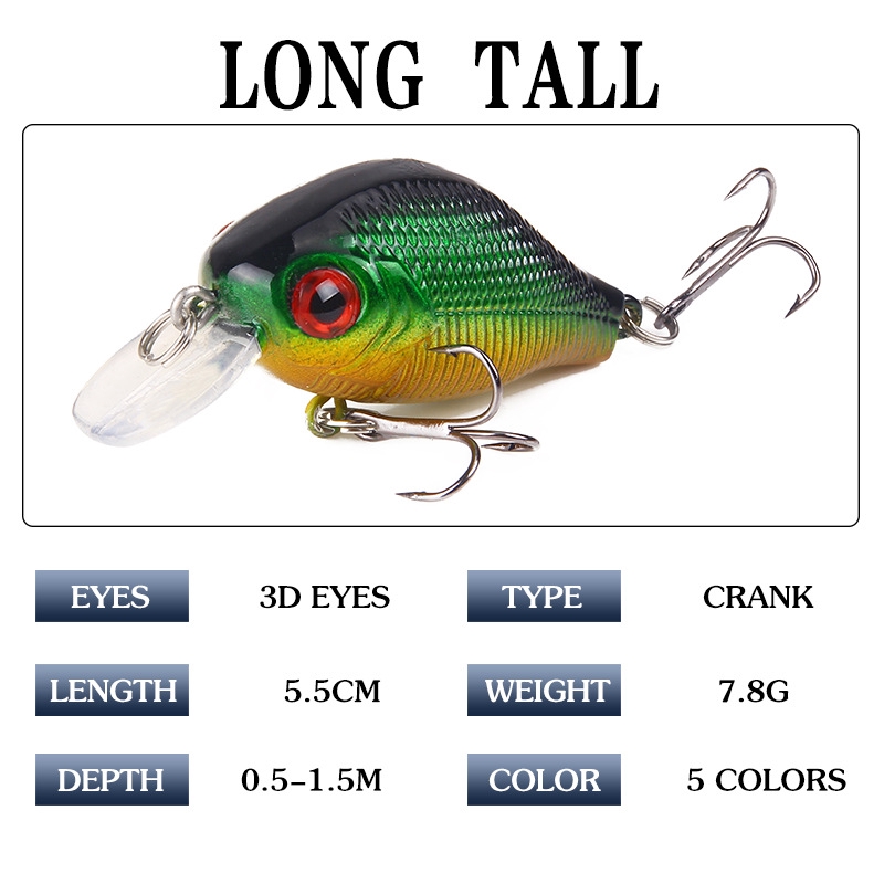 Umpan Pancing Umpan Mancing Kail Pancing Alat Pancing Umpan Pancing Buatan Alat Pancing Murah relix nusantara Heavy Sinking Minnow 1Pcs 3D Eyes CrankSet CrankBait Umpan Ikan Minnow Lure 8.5g/5CM