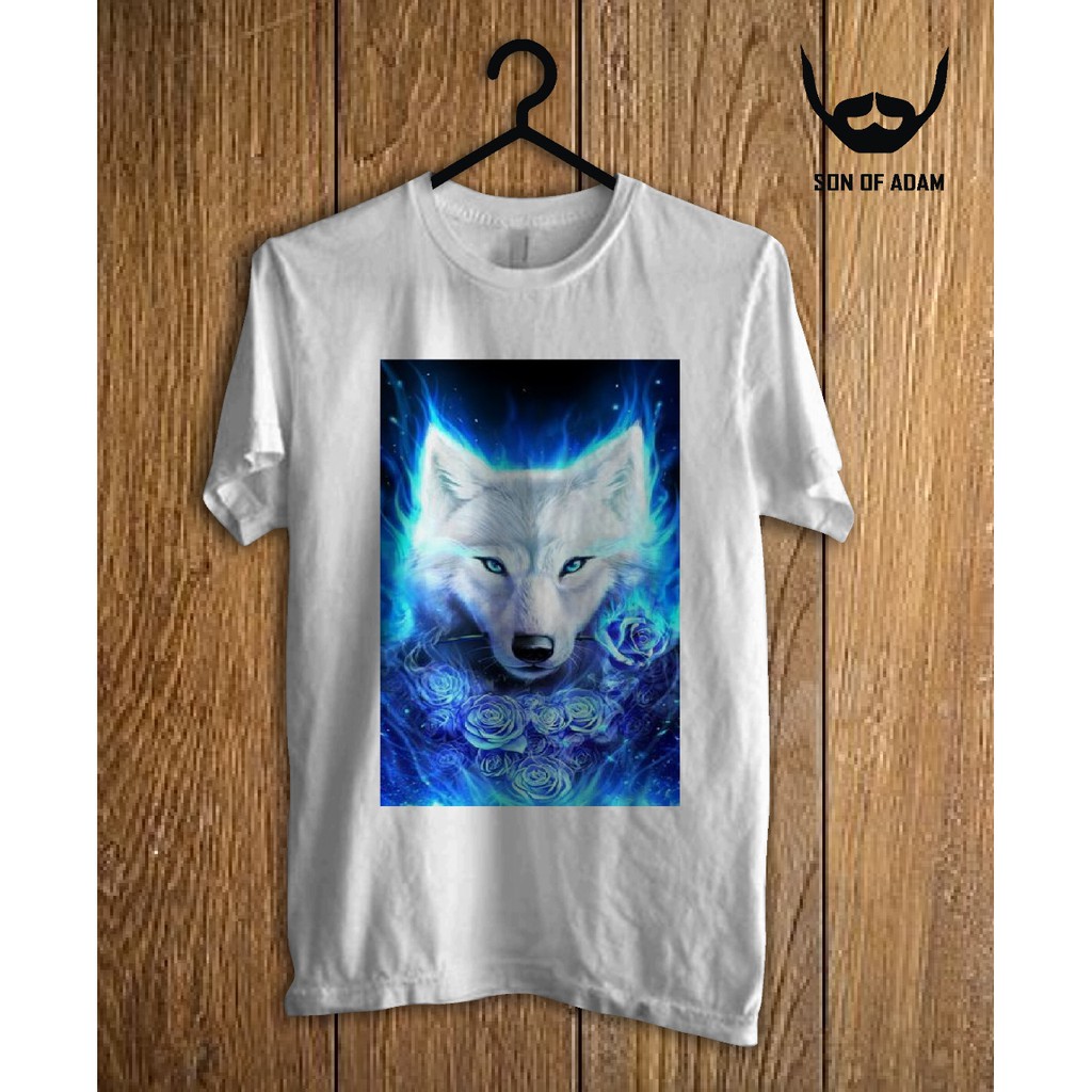 KAOS PRIA CUSTOM SABLON PRINTING DESAIN WOLF