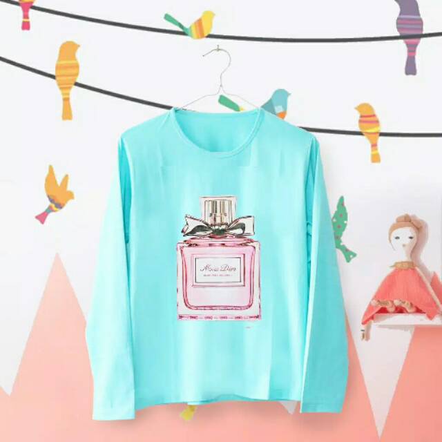 T-shirt / Tumblr tee / Kaos Wanita lengan Panjang Miss dior warna BLUR