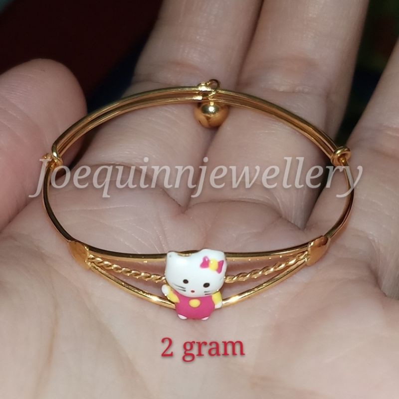 Gelang anak hello kitty pink emas muda