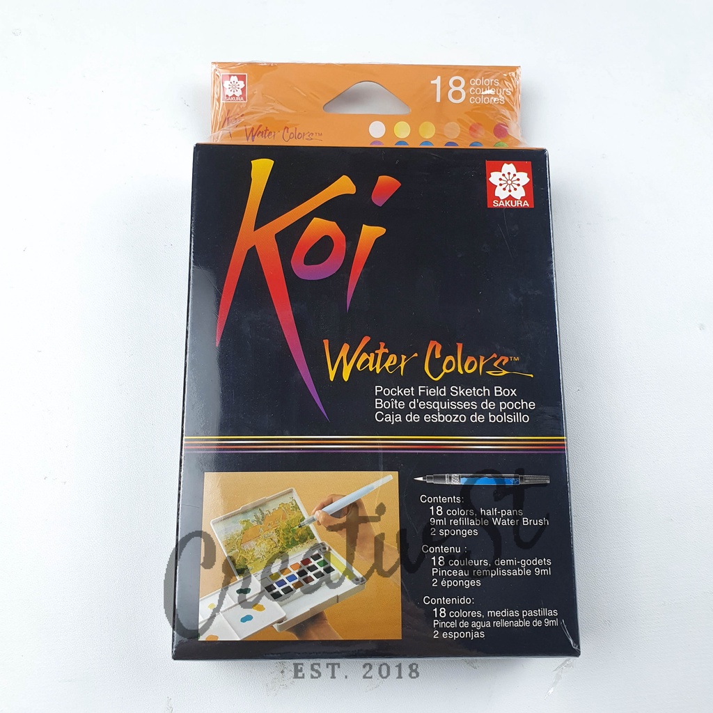 

Sakura Koi Watercolor 18 Pocket Field Sketch Box Cat Air Water Color Cake