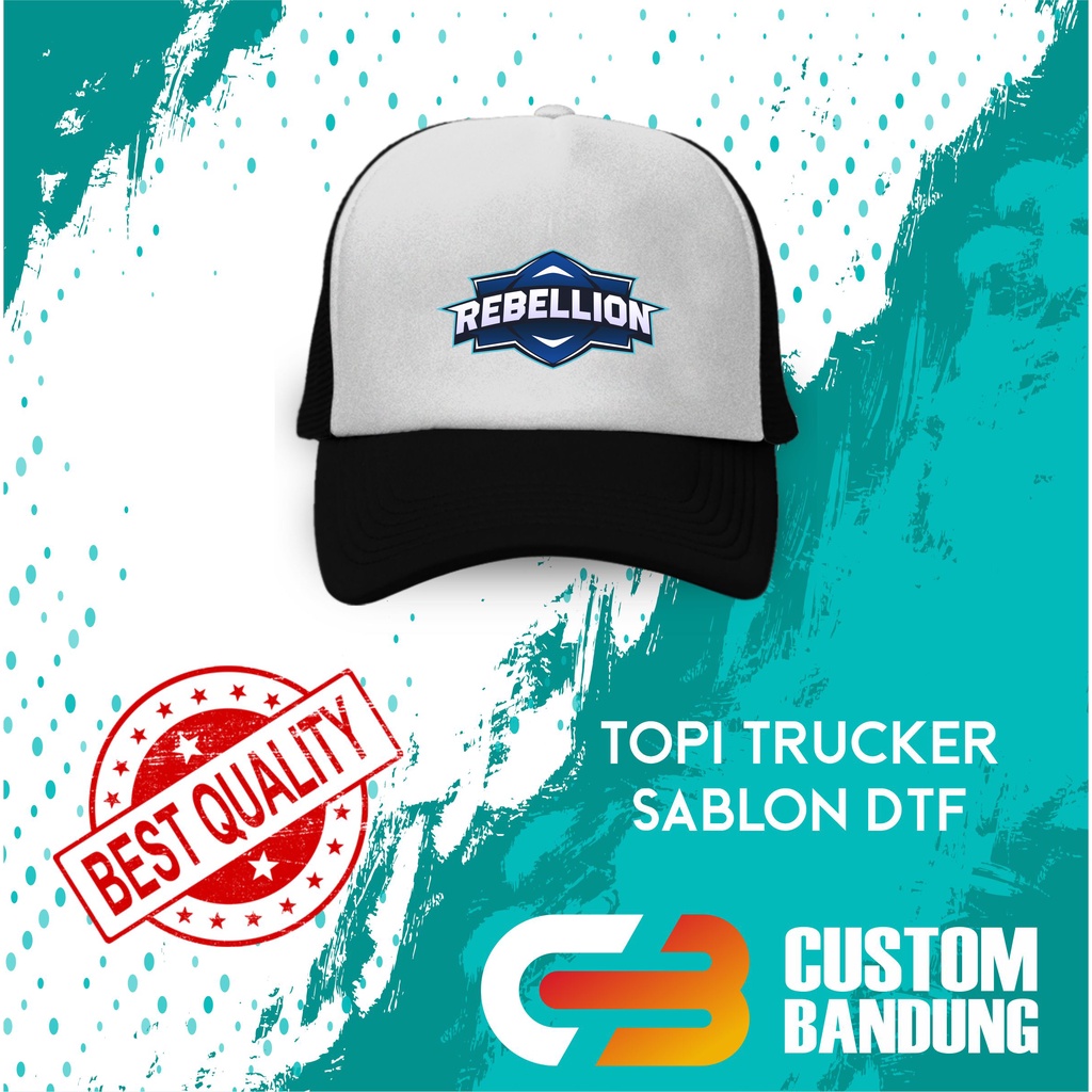 Topi Trucker REBELLION ZION  Pria Wanita Topi Jaring Aura Jala Trucker Cap Bisa Tulis Nama Bisa COD Original High Premium Quality