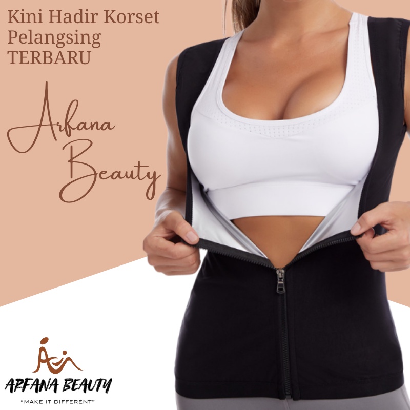Korset Pelangsing Perut Resleting Baju Pembakar Lemak Pakaian Dalam Wanita Pembakar Lemak Korset Perut Buncit Melangsingkan Ampuh Pengecil Pinggang Baju Olahraga Tanktop Cami Zipper Silver Original Import Premium Terbaru