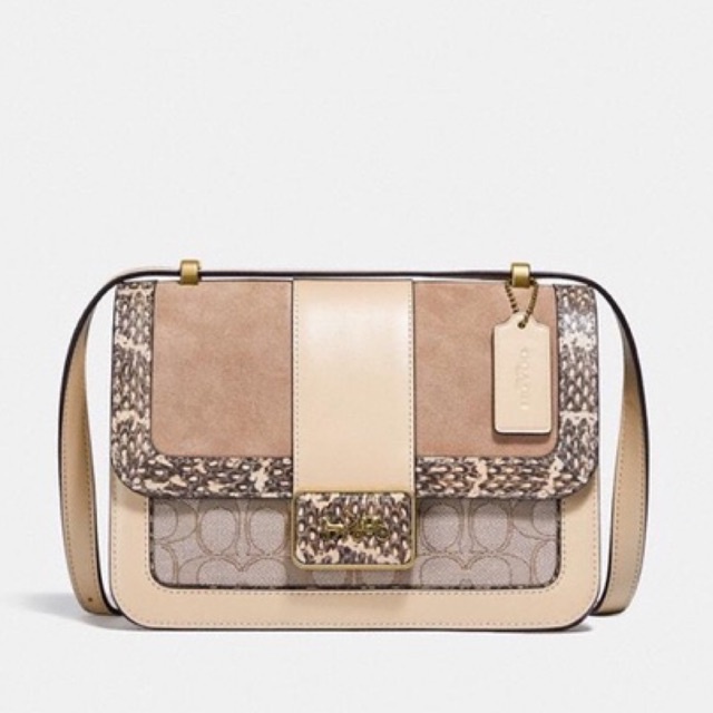 Coach Alie Shoulder Bag In Signature Jacquard With Snakeskin Detail stone ivory