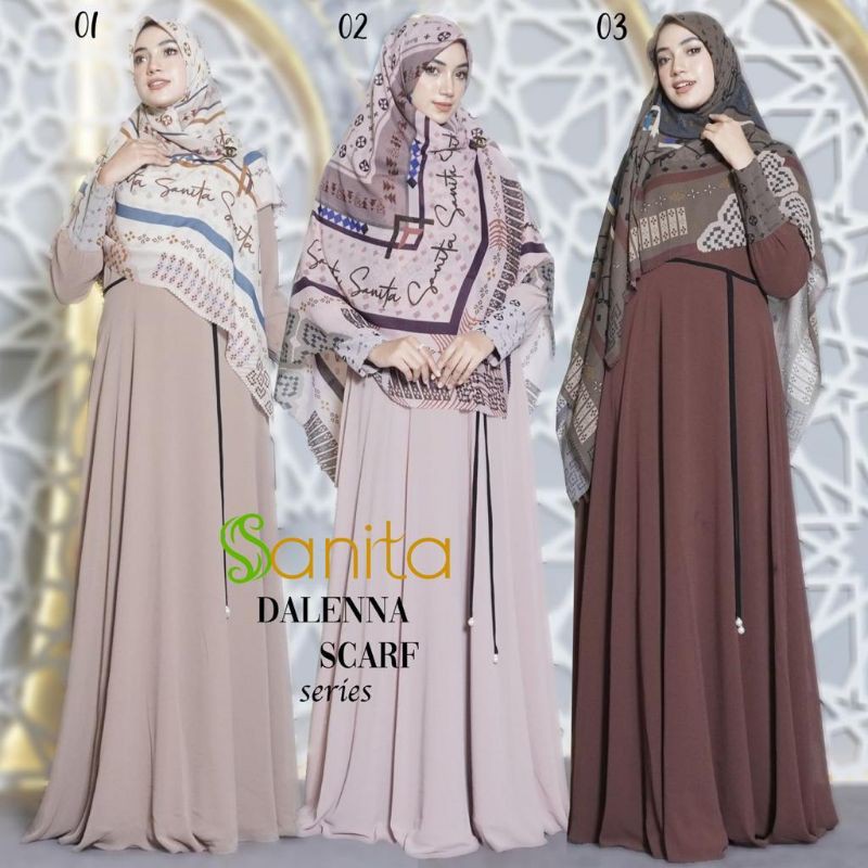 GAMIS SET DALLENA SCARF BY SANITA ORI GAMIS SANITA GAMIS SET KHIMAR
