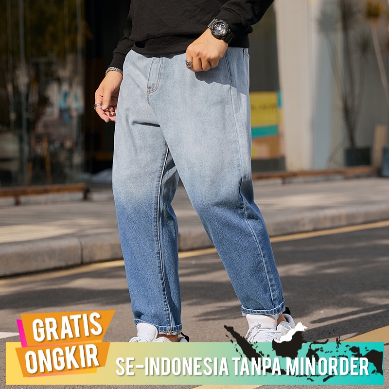 Celana Pria Keren 8008  UK Besar Celana Jeans Pria  Lurus Pluse UK   Graen Lebar