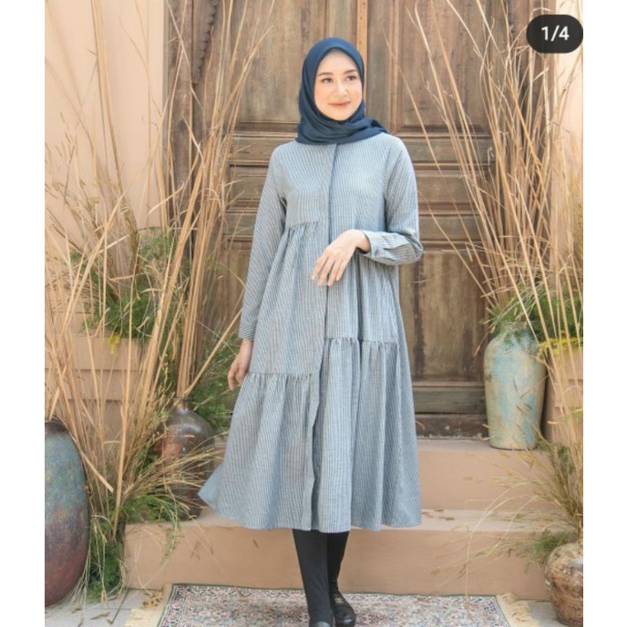 AYESHA TUNIK HEAVEN LIGHTS XL Azzure -voal plain-cullote jeans  - tunik-everland blouse