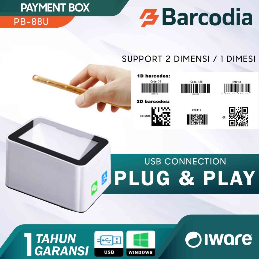 2D OMNI BARCODE SCANNER IWARE PB-88U PAYMENT BOX DANA QR CODE