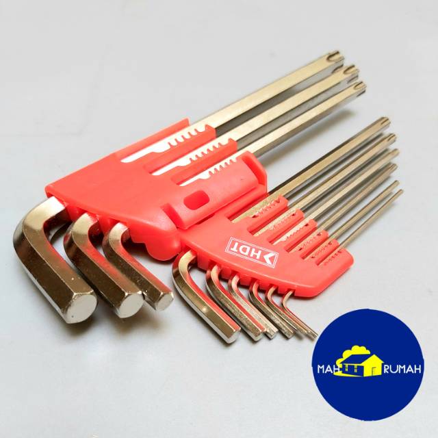 Kunci L Panjang Set Bintang Segi Kombinasi 9pcs 9 pcs