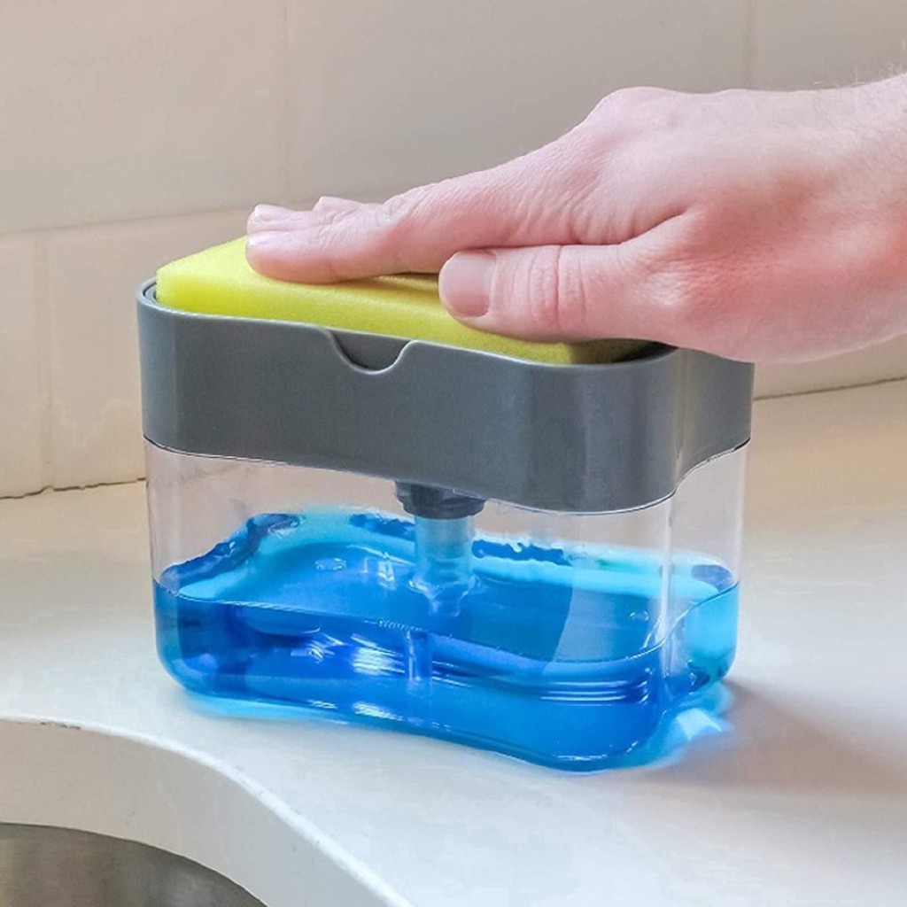 [DS03] Dispenser Sabun Cuci Piring 2 in 1 Pump Holder Sponge Sink Kekinian - Random Colour