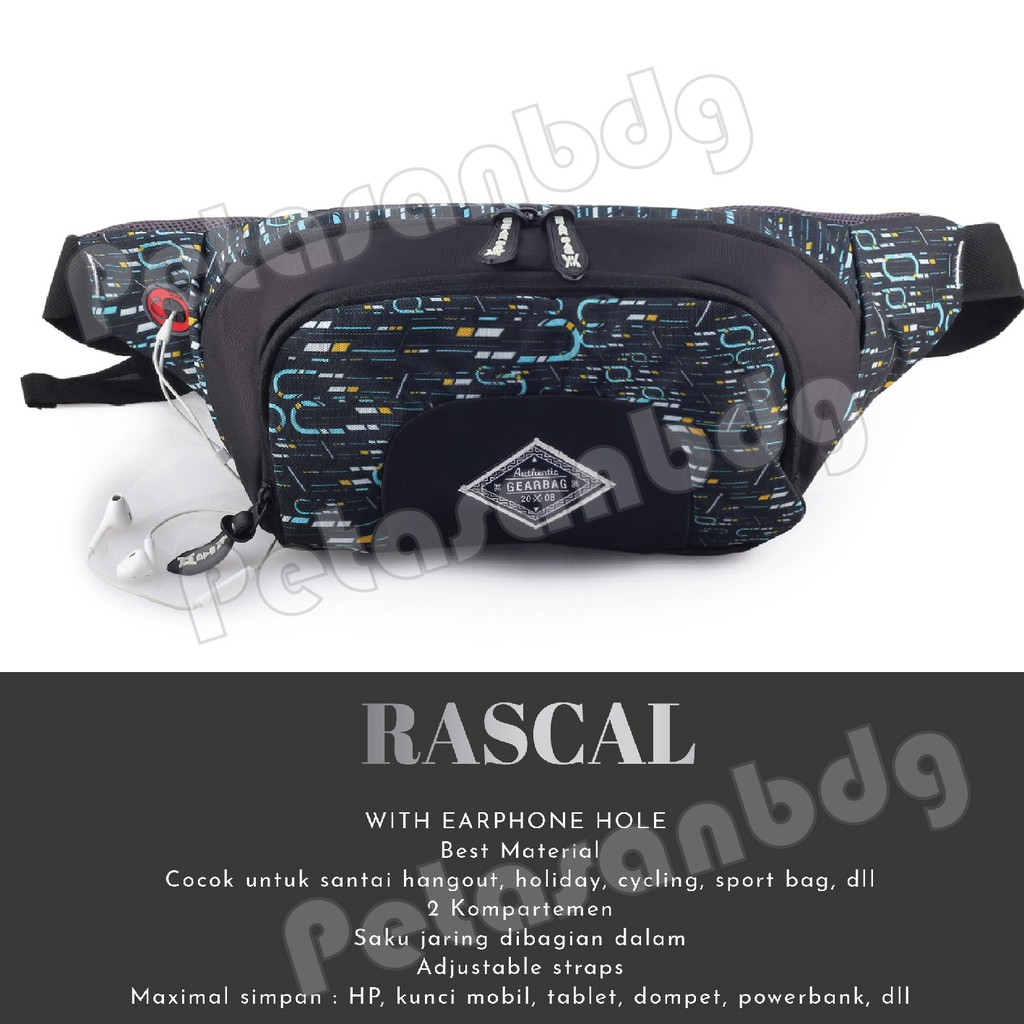 PTS - Gear Bag RASCL Port 13106 Waistbag WITH EARPHONE HOLE Tas Distro Crossbody Chest Man Tas Pinggang