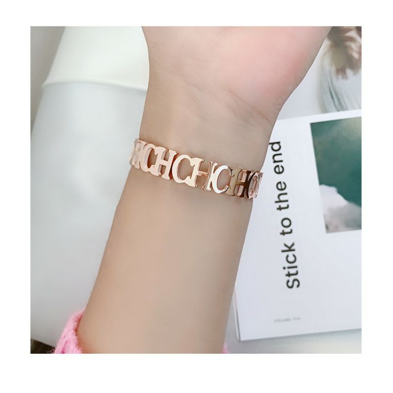 GG Gelang Bangle Aksen CHAN*NEL Titanium Lapis Emas 18K#GB-120