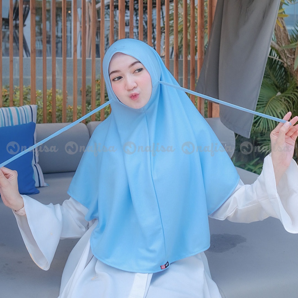 Jilbab Nafisa At Home Size XL | Hijab Instan Tali Kerudung Khimar Tanpa Pet |  Instan Kaos Antem