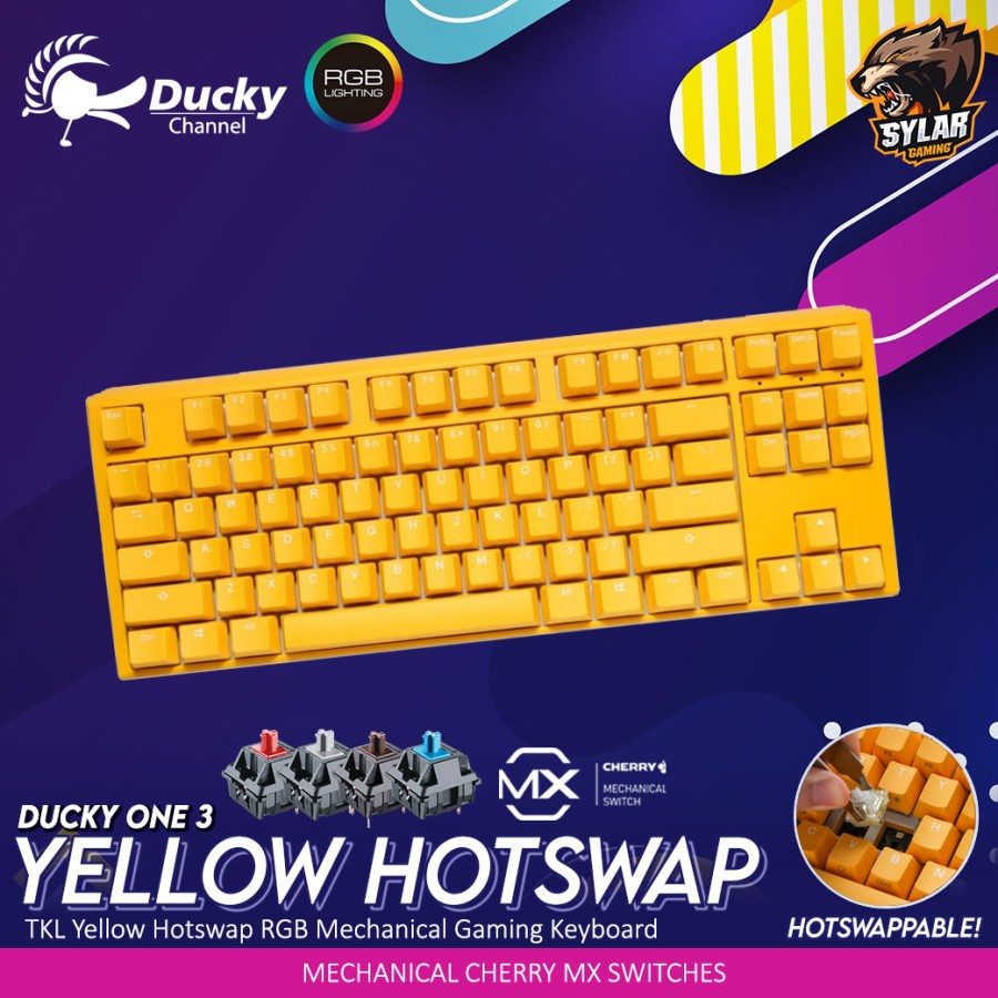 Ducky One 3 TKL Yellow Hotswap RGB Mechanical Gaming Keyboard