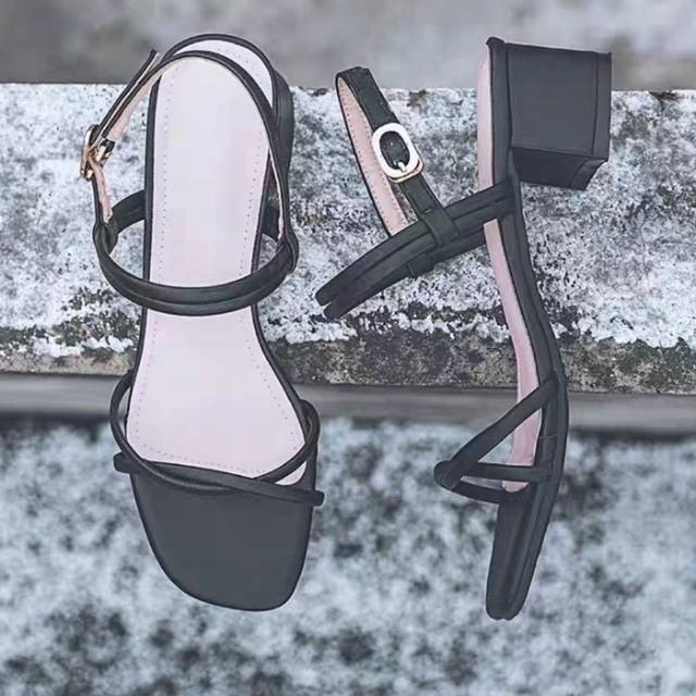 cLemira WILONA Heels Hak Tahu Tali Lilit Wanita Hitam