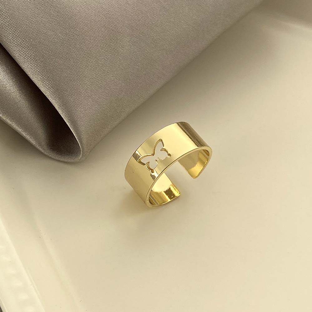 REBUY Punk Couple Rings Net Red Fashion Jewelry Butterfly Rings Women Matching Lover Men Copper Vintage Open Rings Set/Multicolor