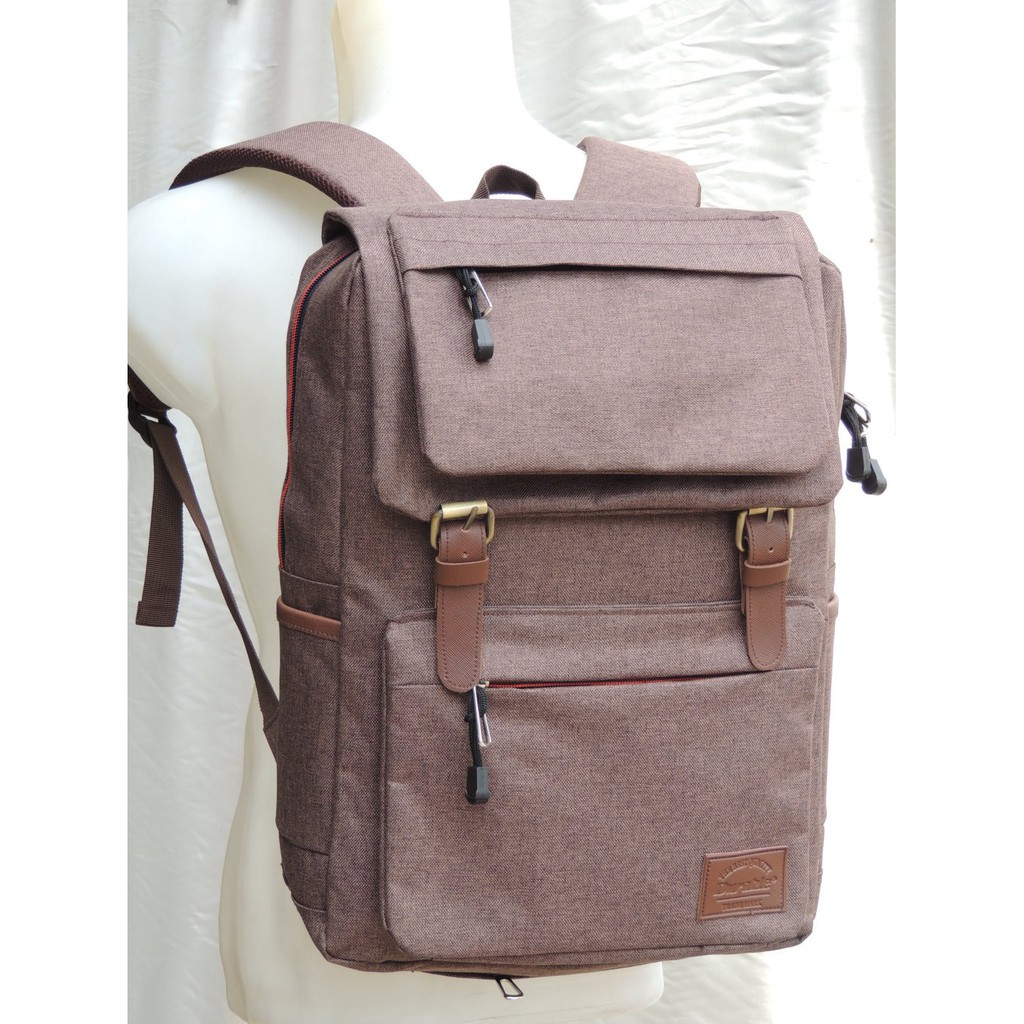 Tas Ransel Laptop Polyster mix Kulit 808 Sekolah Pria Wanita Murah Polo Felix