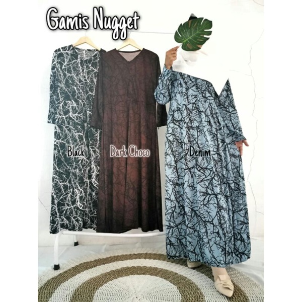 {nugget} Gamis hyget, gamis bahan hyget murah