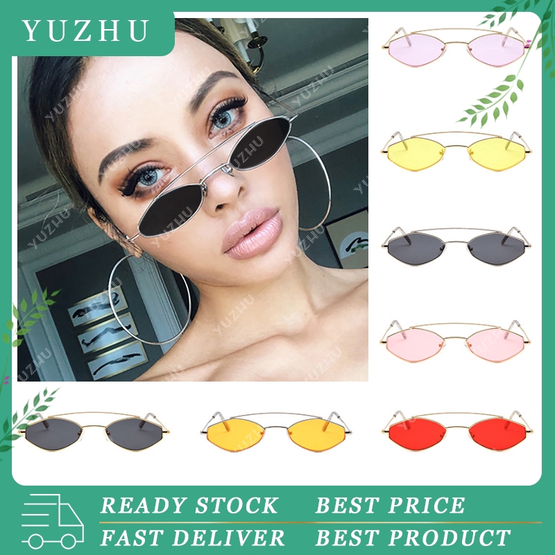 (YUZHU) Kacamata Sunglasses Wanita Fashion Bingkai Logam  Anti UV  Kacamata Hitam Oval