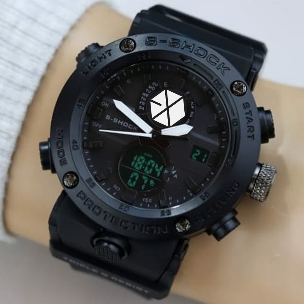 (EXCLUSIVE) Jam Tangan KPOP EXO motif 1 Double Time - FullBlack