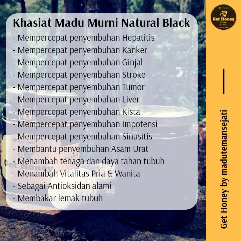 GET HONEY - Madu Hitam Natural Black Madu Alami Asli 100% FREE Sendok Kayu Aren