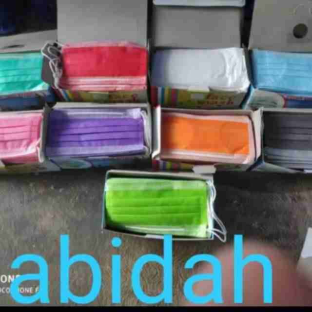 Masker polos warna mix cantol kuping 3ply isi 50pcs