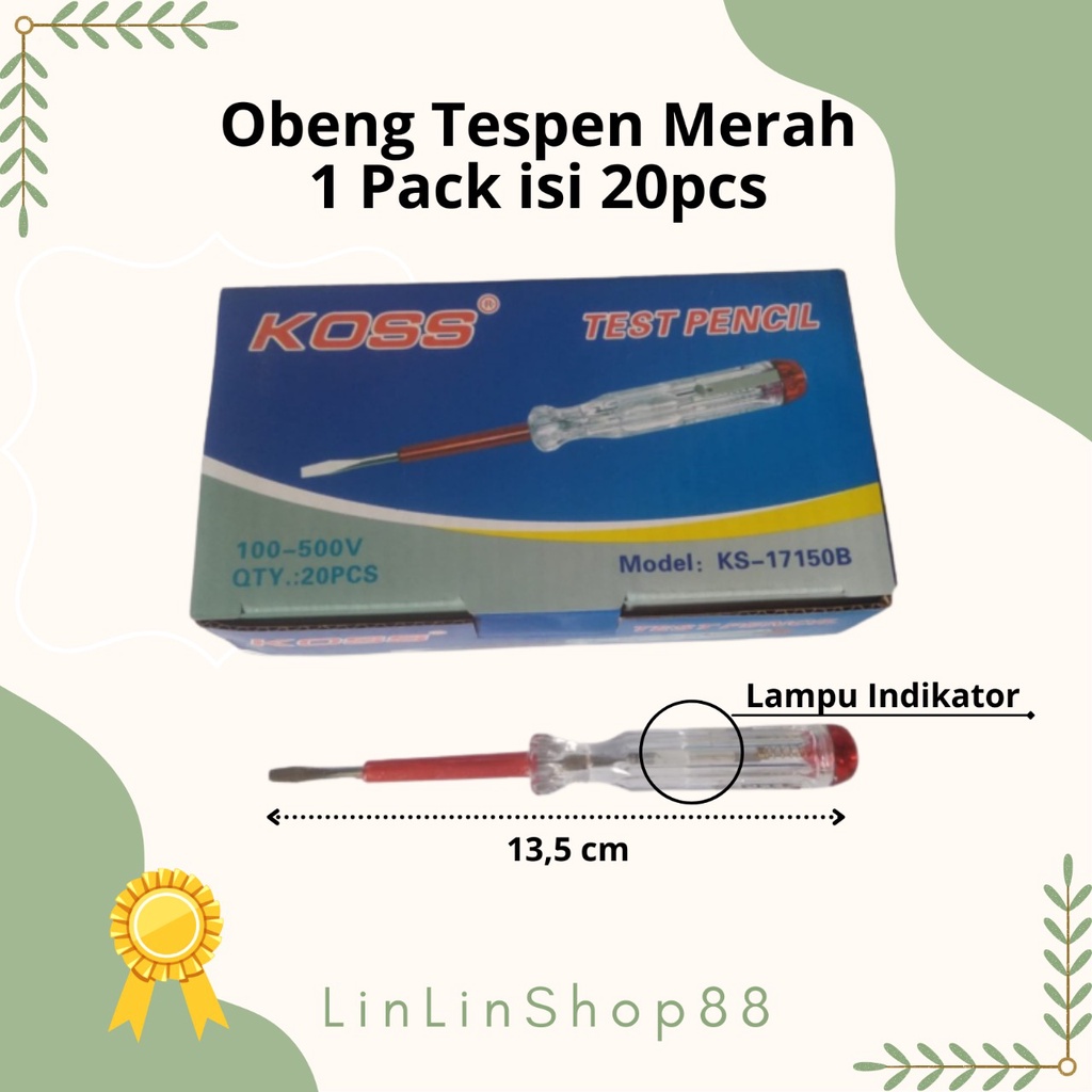 Obeng Tespen Merah 1 PACK isi 20 Pcs