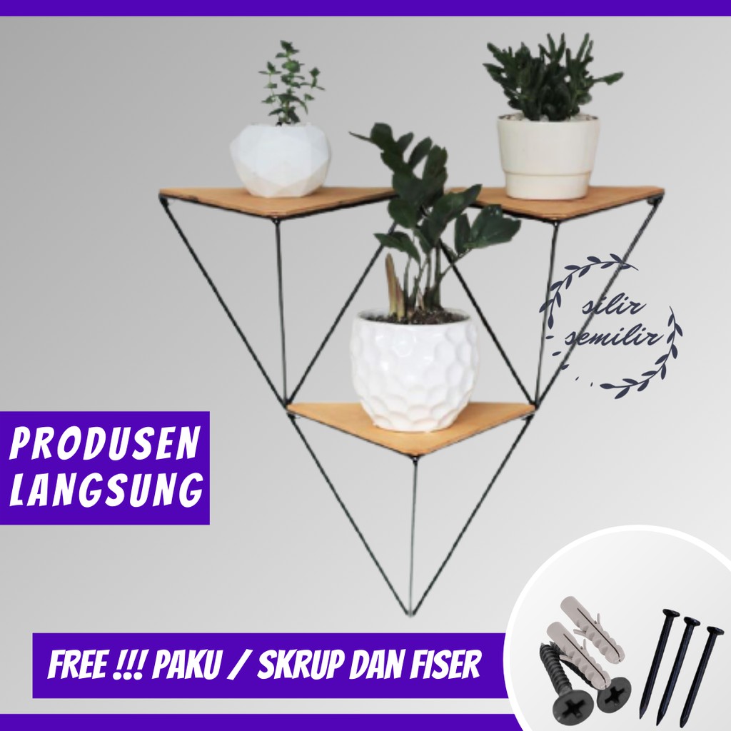 SS10 Rak Ambalan Siku Standing Pot Tawon Bunga Kaktus Sukulen Hias Bahan Besi Modern Minimalis