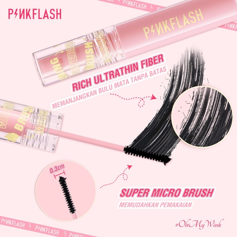 PINKFLASH OhMyWink Length Curled Maskara Ultrathin Fibre Waterproof Limitless Eyelash Skinny Mascara Pink Flash