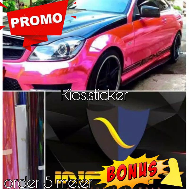 SKOTLET PINK METALIK CHROME / STICKER MOTOR PINK METALIK