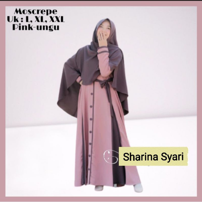 Baju Gamis Dress Busui Sleting Depan Wanita Syari Muslim Kancing Bawah Plus Free Khimar Hijab Jilbab