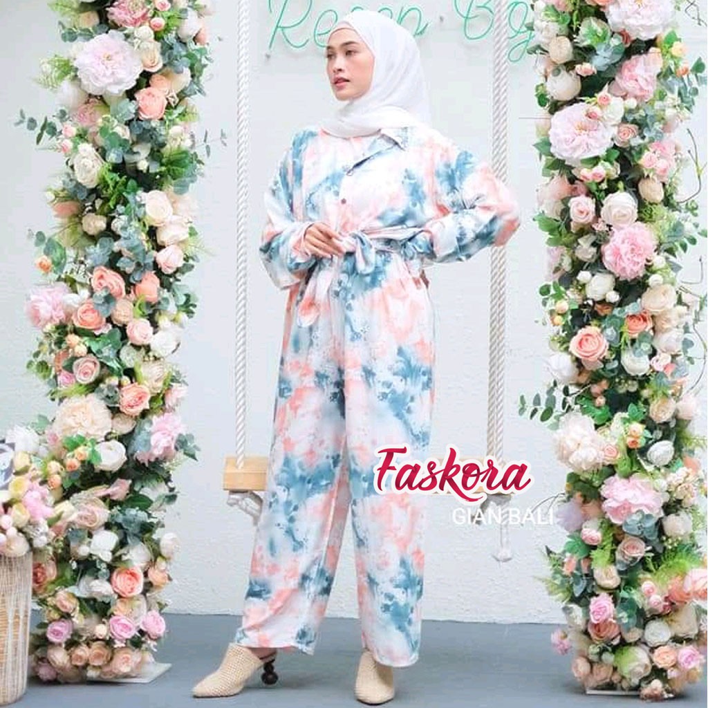 One Set Tie dye Wanita Lengan Panjang - Setelan Jumbo Rayon Wanita Kekinian - Pajamas Tiedye Set