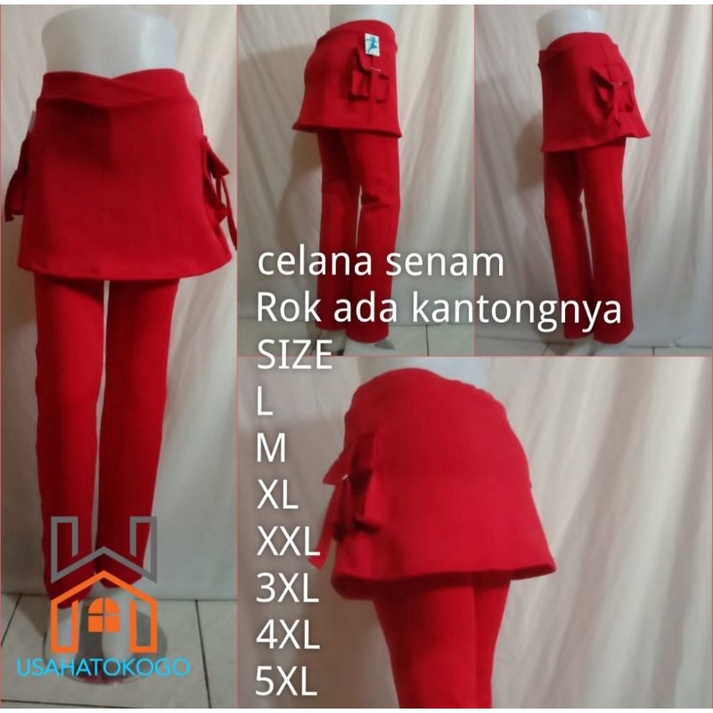 celana olahraga/celana senam olahraga/celana senam rok ada kantongnya ,cbr rok kantong merah Cabe
