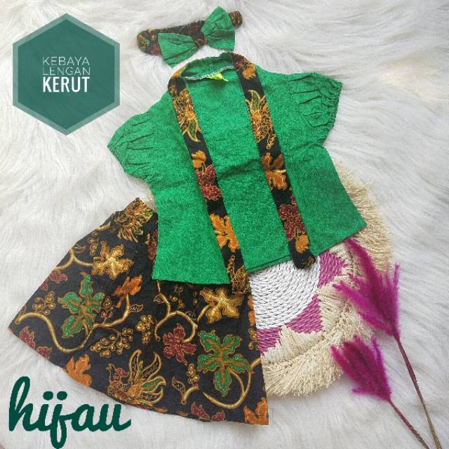Kebaya anak kutubaru batik anak hijau daun kembang