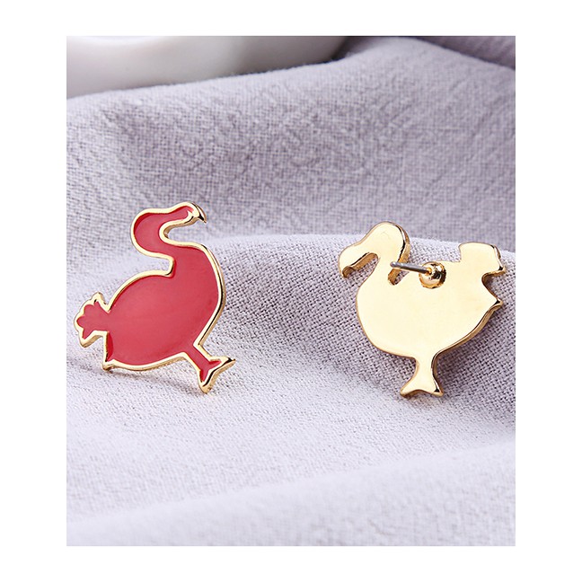 LRC Anting Jepit  Dan Tusuk Fashion Ear Clip Red Flamingo Drip Earrings F94113