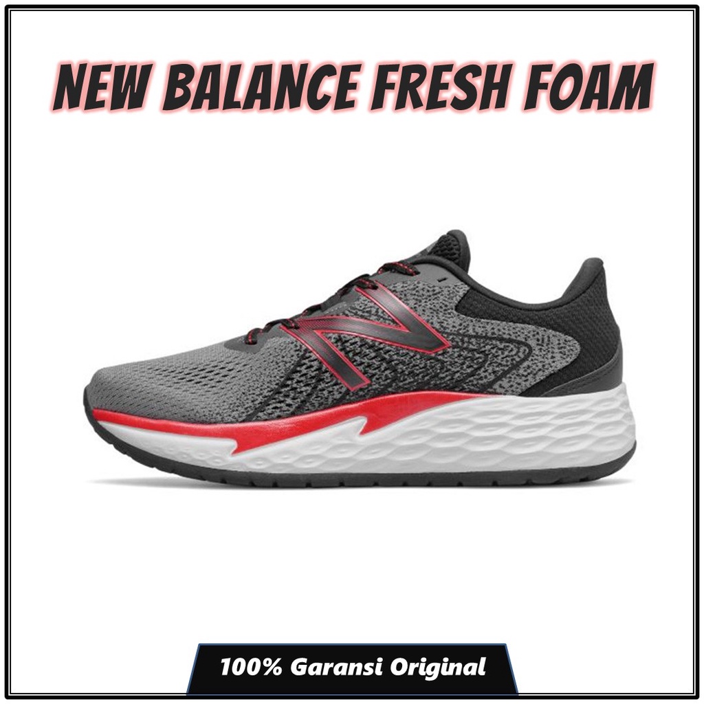 Sepatu Running New Balance Fresh Foam MVARELR1 Evare Dark Grey Team Red Original Sneakers Pria