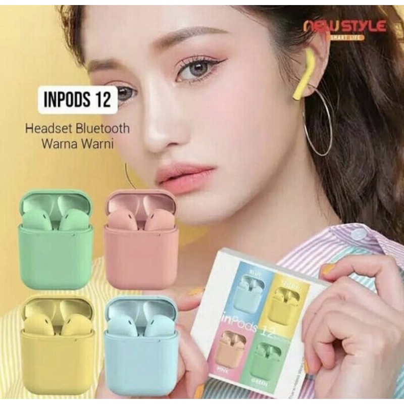 Headset Bluetooth Inpods 12 i12 TWS Macaron Earphone Bluetooth Warna Murah