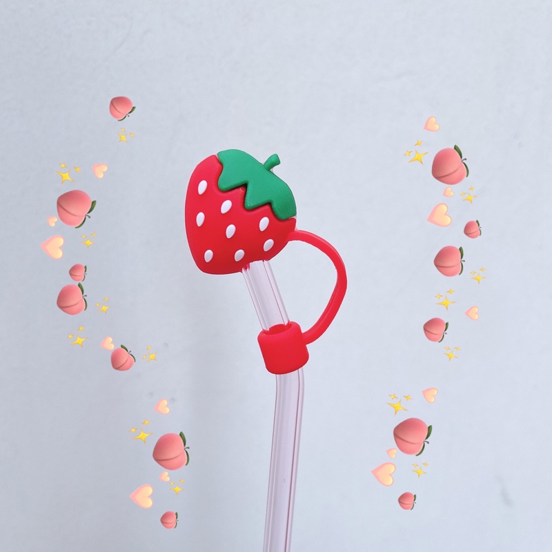 Tutup Sedotan Universal Anti Debu Reusable Bentuk Bunga Daisy/Strawberry/Telapak Hewan Bahan Silikon