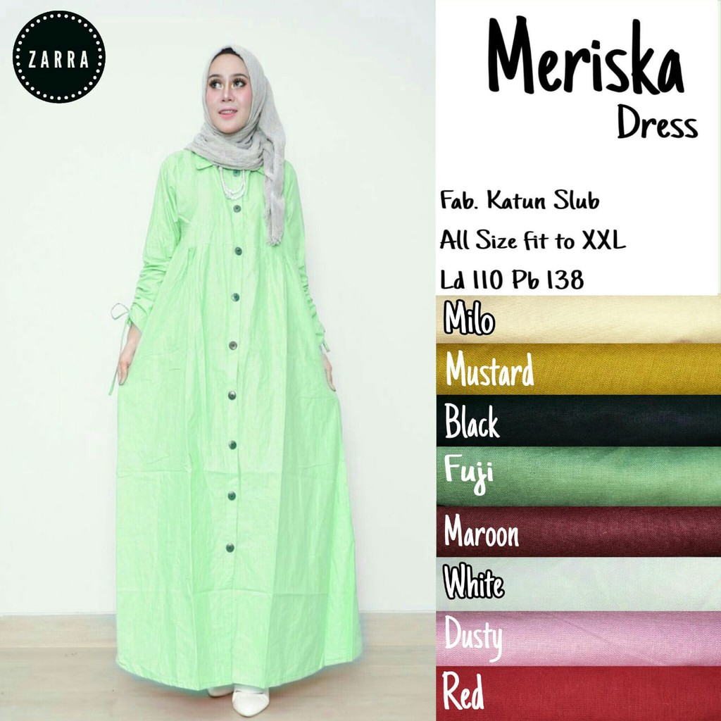 MERISKA Gamis CANTIK INDAH MENAWAN LD 110 PB 138 KATUN SLUB