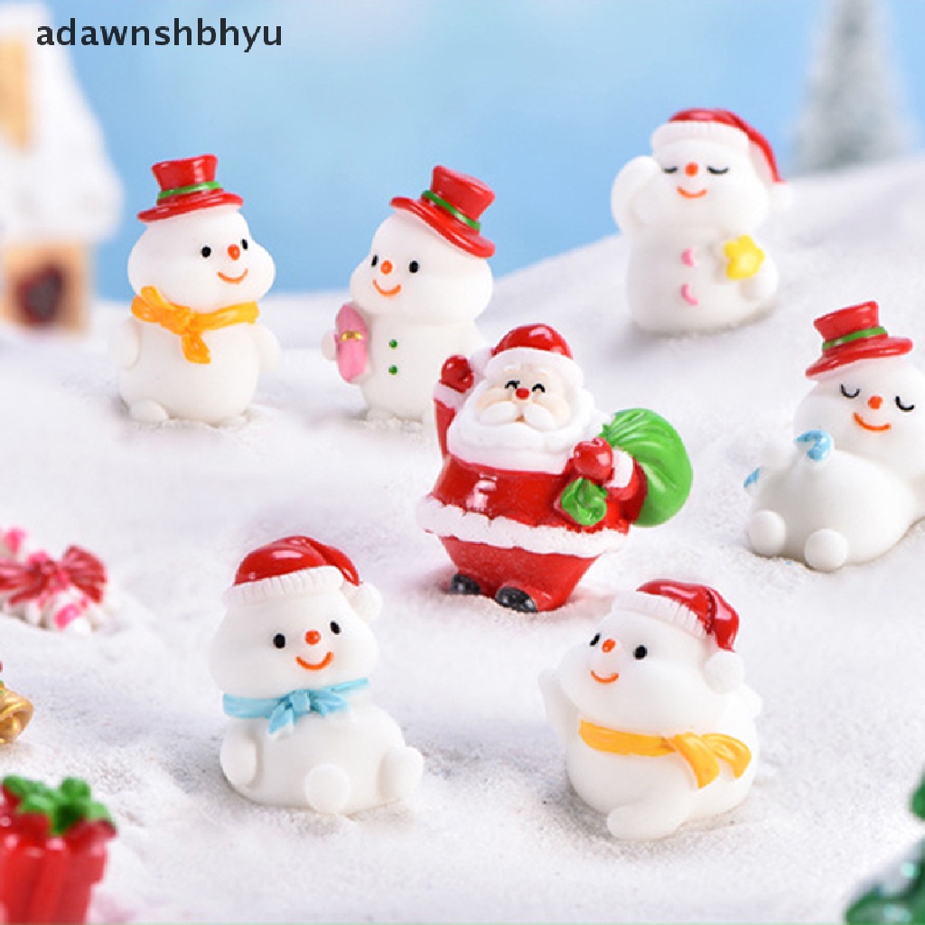 4 Pcs / lot Figure Mini Bahan Resin Desain Santa Claus Snowman Dan Pohon Natal Untuk Dekorasi