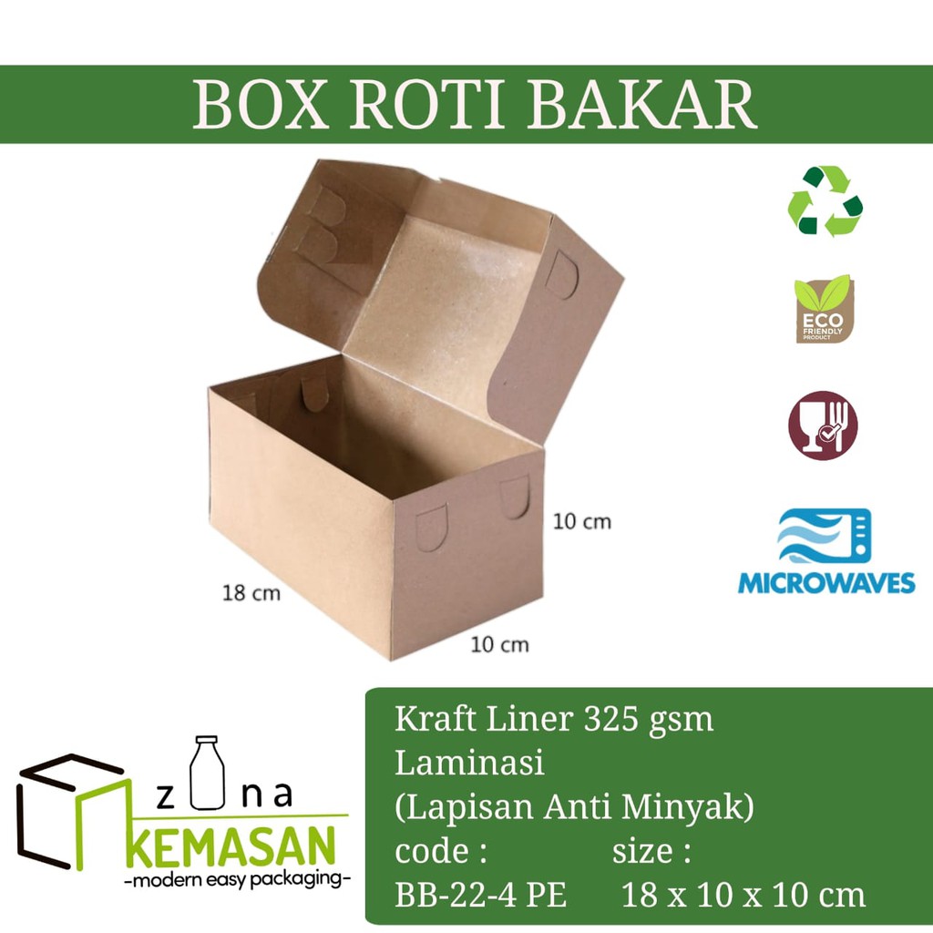 

KEMASAN BOX DUS KARDUS KOTAK ROTI BAKAR DONAT BOMBOLONI BOLU 18x10x10 cm KRAFT 325 gsm LAMINASI