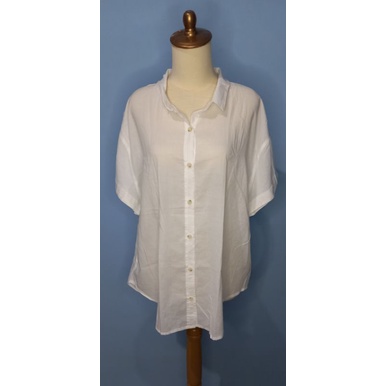 ATASAN WANITA KEMEJA LENGAN PENDEK UKURAN JUMBO/BIG SIZE PUTIH/BROKEN WHITE