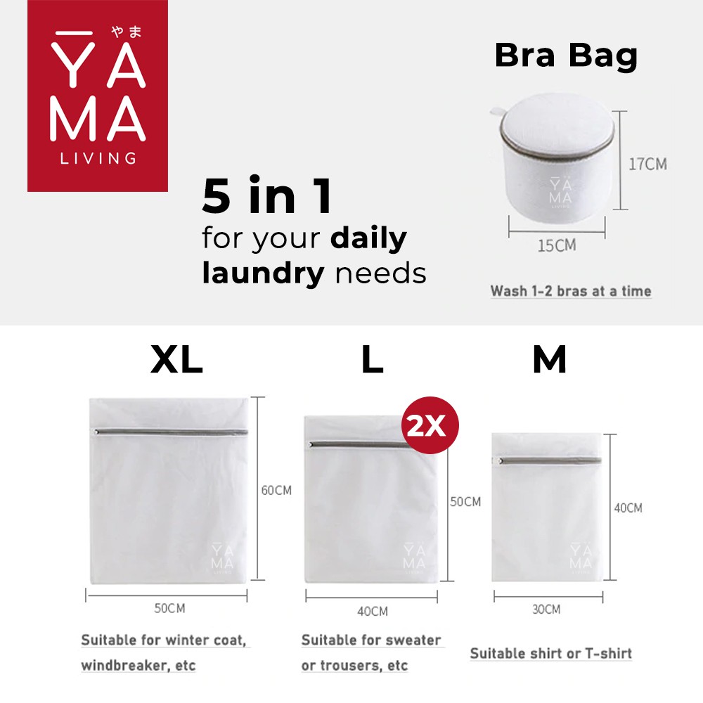 YAMA RANDORI 5in1 Laundry Bag Jaring Baju Kotor Kantong Mesin Cuci Bra Celana Dalam