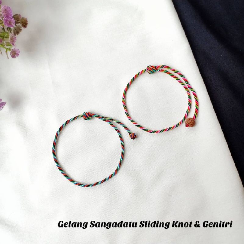 Gelang Sangadatu Sliding Knot &amp; Genitri / Gelang Khas Bali / Gelang Pura Besakih / Gelang Sembilan Warna / Gelang Pria / Gelang Asli Bali / gelang Besakih / Gelang Wanita / Gelang Pelangi / Craft Dewata